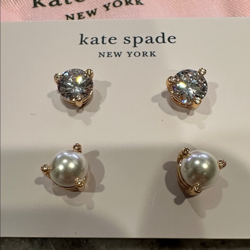 Kate Spade New York Rise and Shine Stud Earrings — Crystal & Faux Pearl 2-Pair - Picture 3 of 4